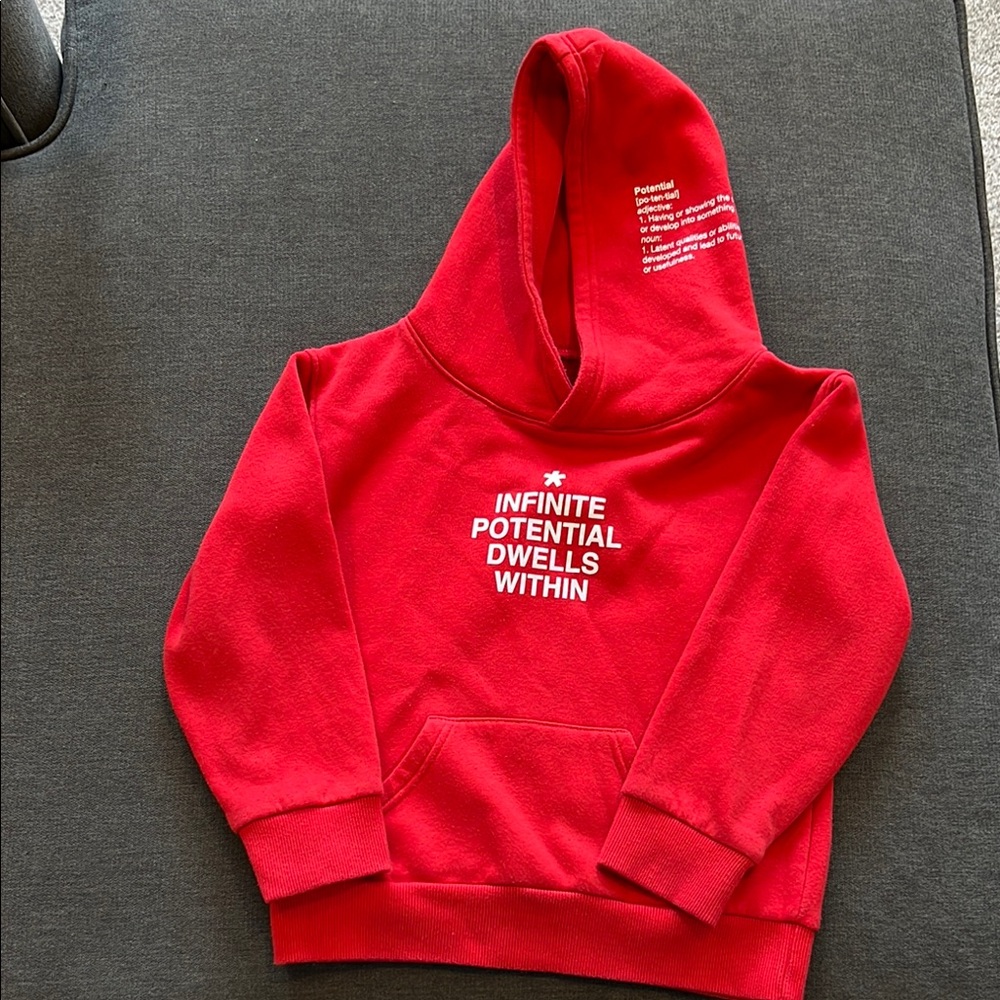 Red Kids Hoodie with Motivational Print